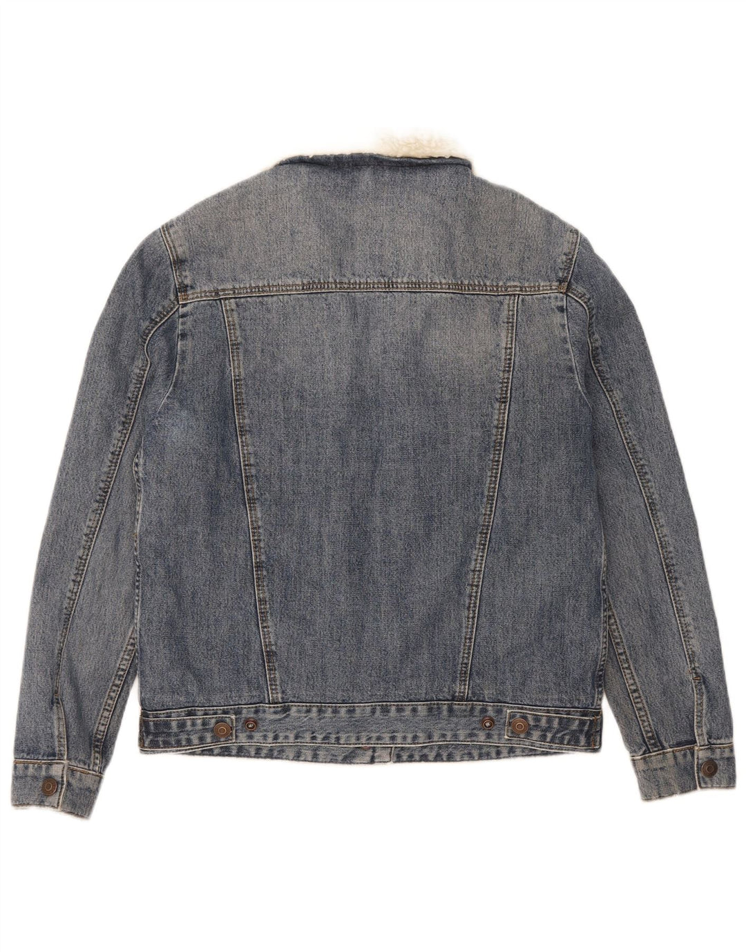 Topshop Γυναικείο Sherpa Τζιν Μπουφάν UK 8 Small Blue Cotton