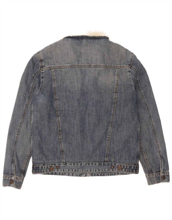 Topshop Γυναικείο Sherpa Τζιν Μπουφάν UK 8 Small Blue Cotton