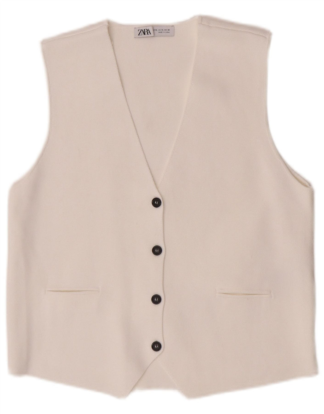 Zara Γυναικείο Γιλέκο UK 18 XL Λευκή Βισκόζη