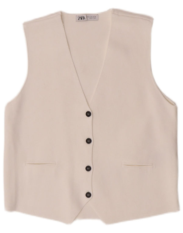 Zara Γυναικείο Γιλέκο UK 18 XL Λευκή Βισκόζη
