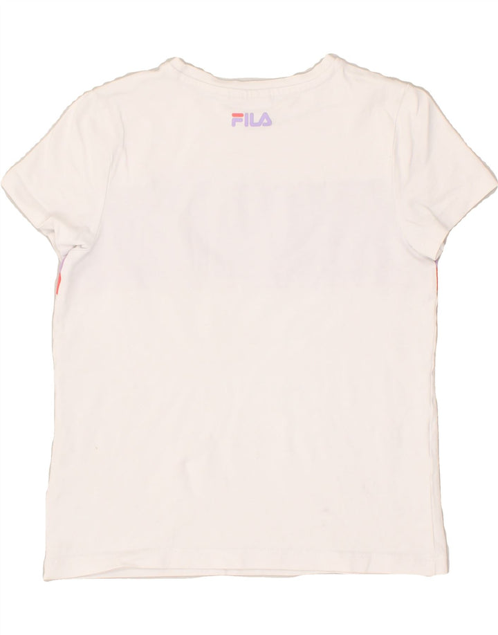 FILA Girls Graphic T-Shirt Top 9-10 Years White Colourblock Cotton | Vintage Fila | Thrift | Second-Hand Fila | Used Clothing | Messina Hembry 