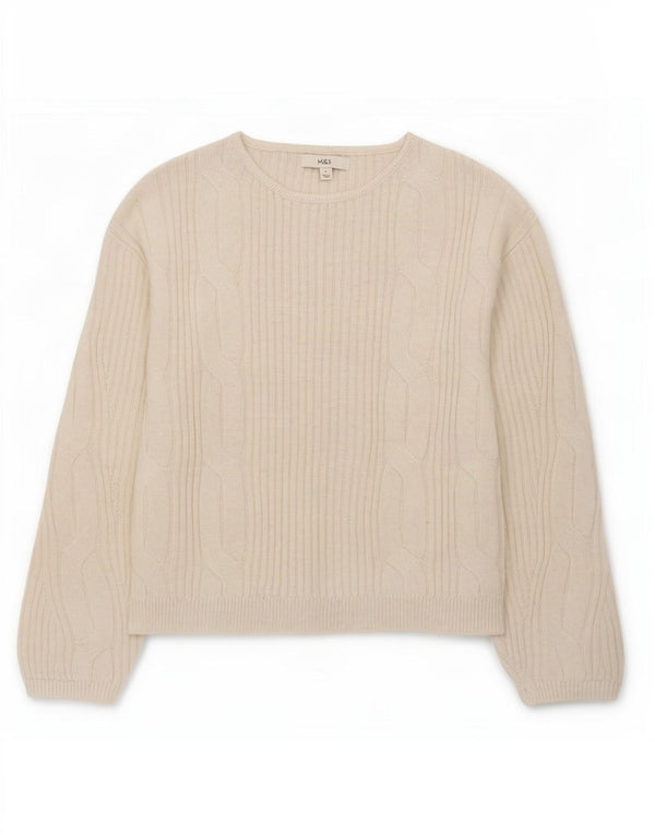 Marks & Spencer Γυναικείο πουλόβερ με λαιμόκαυστο UK 10 Small Off White