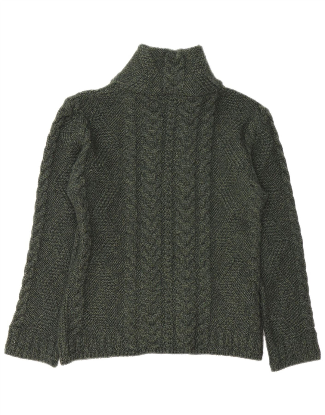 BOSTON IRISH Γυναικείο πουλόβερ ζακέτα UK 10 Small Green Merino Wool