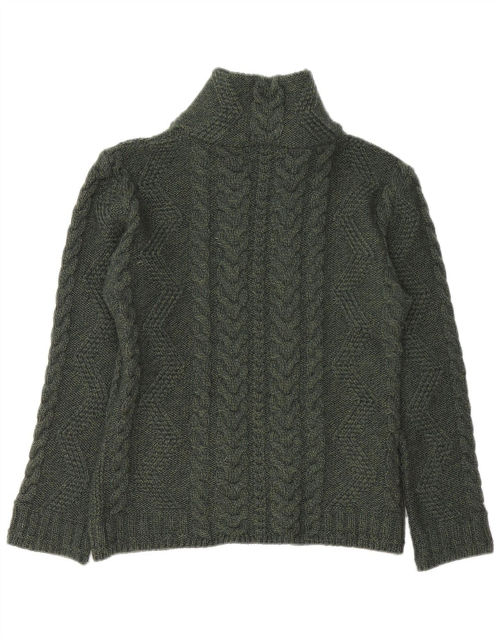 BOSTON IRISH Γυναικείο πουλόβερ ζακέτα UK 10 Small Green Merino Wool