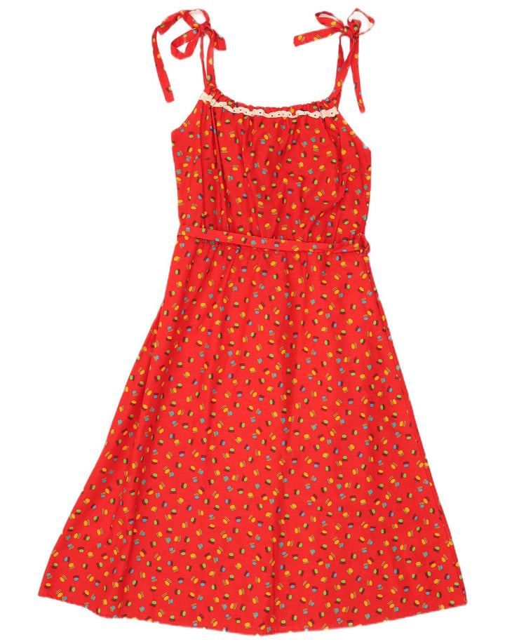 Vintage Γυναικείο Abstract Pattern Slip Dress IT 44 Medium Red