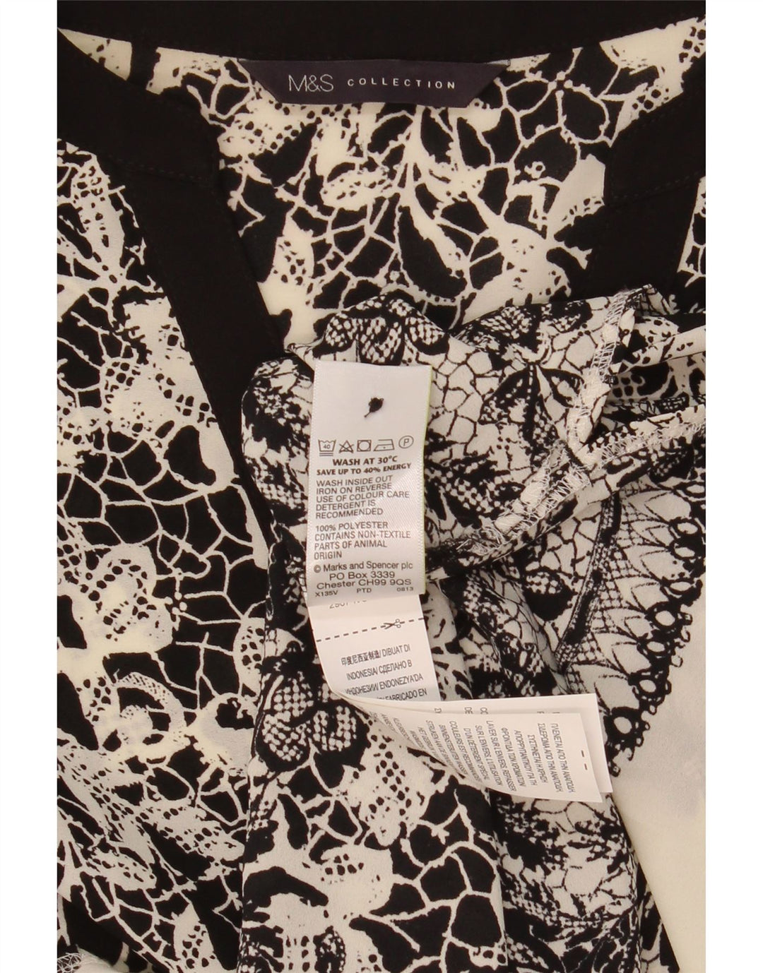 Marks & Spencer Γυναικείο πουκάμισο Μπλούζα UK 20 2XL Μαύρο Floral Πολυεστέρας