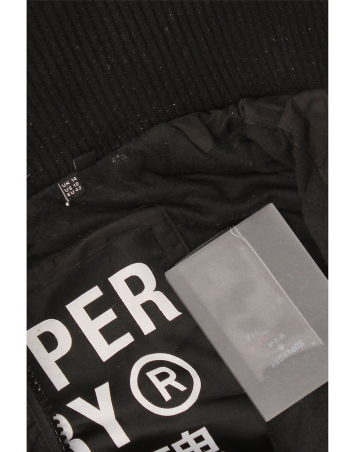 Superdry γυναικείο μπουφάν με κουκούλα αντιανεμικό UK 14 μεγάλο μαύρο πολυεστέρα