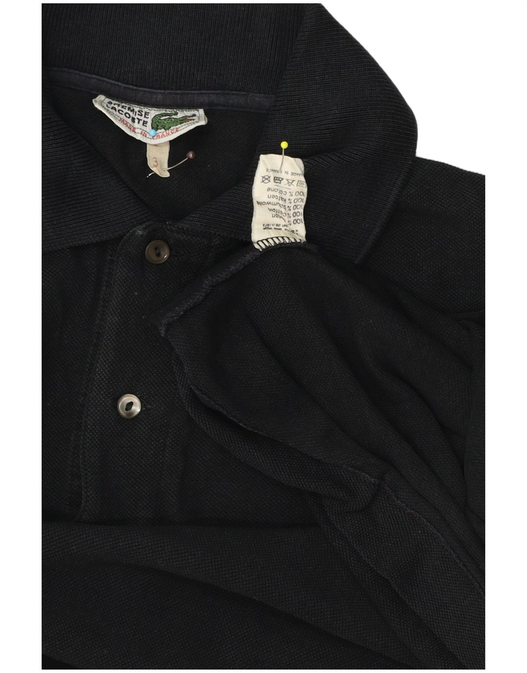 Ανδρικό μπλουζάκι πόλο Lacoste, μέγεθος 3, μικρό μαύρο βαμβακερό