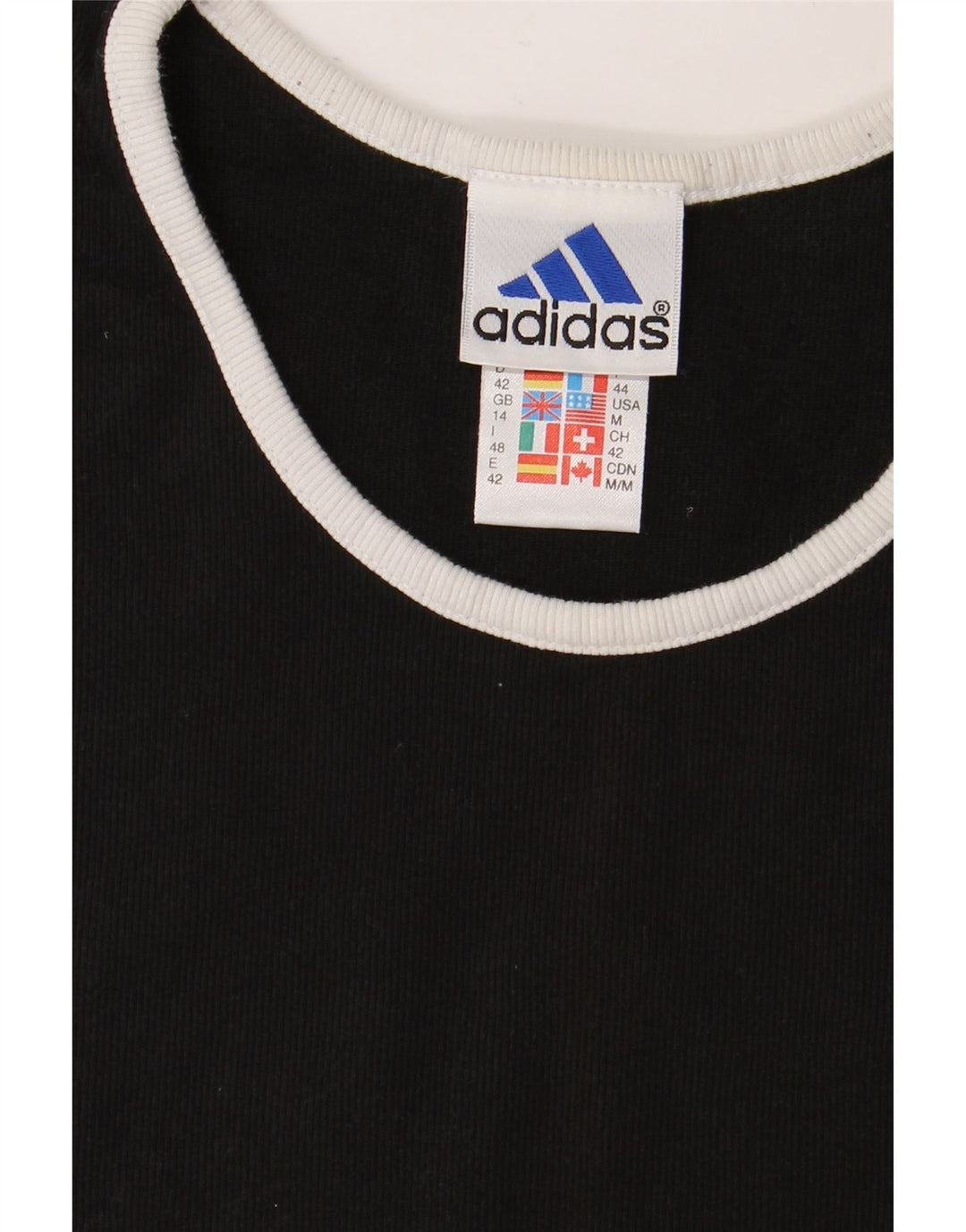Γυναικείο T-Shirt ADIDAS Top UK 14 Μεσαίο μαύρο βαμβακερό