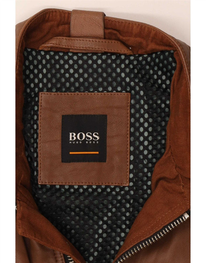 Ανδρικό δερμάτινο Biker Jacket Hugo Boss UK 36 Small Brown