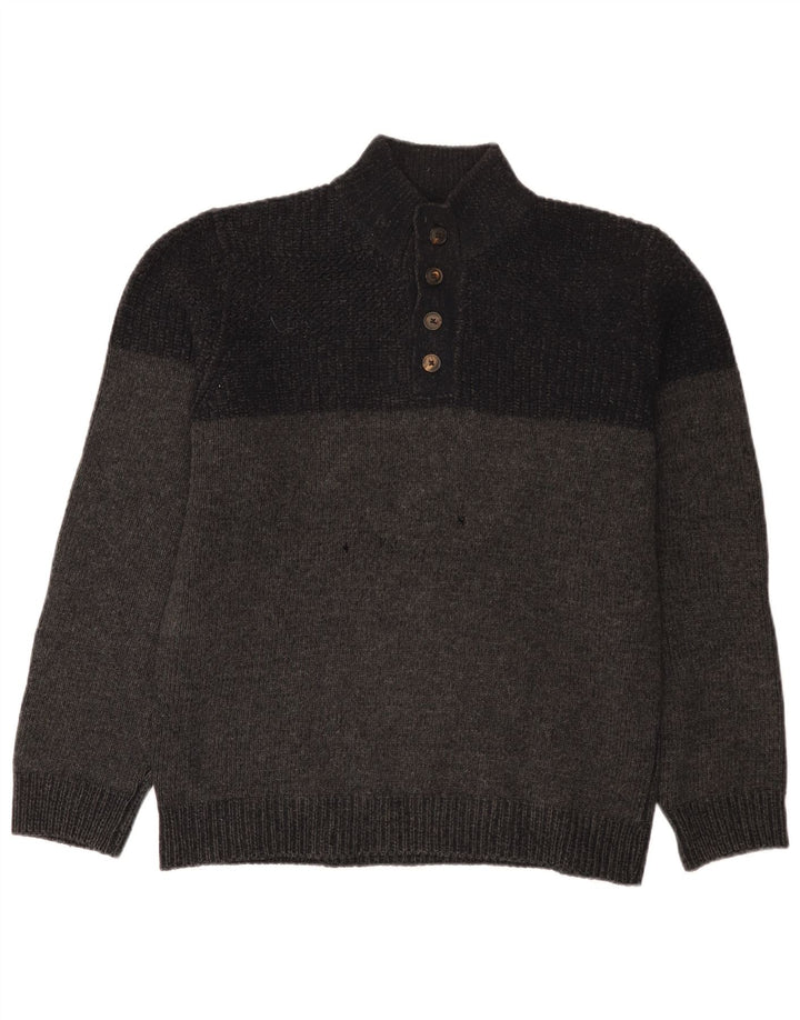 Massimo Dutti Ανδρικό πουλόβερ με λαιμό με κουμπιά XL με γκρι φλύκταινα