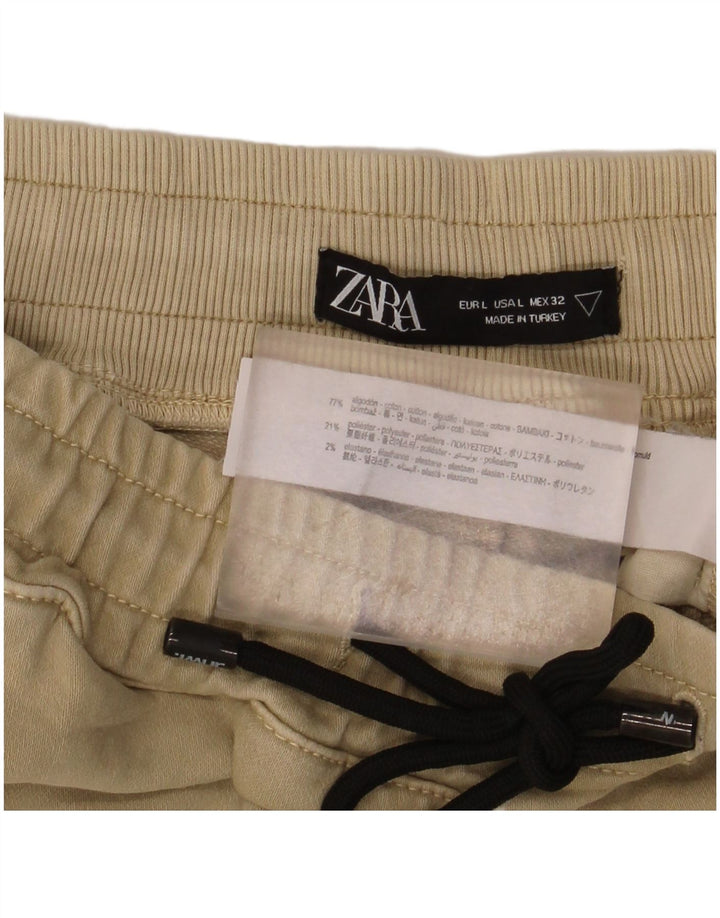 Ανδρικό αθλητικό σορτς Zara μεγάλο μπεζ βαμβακερό