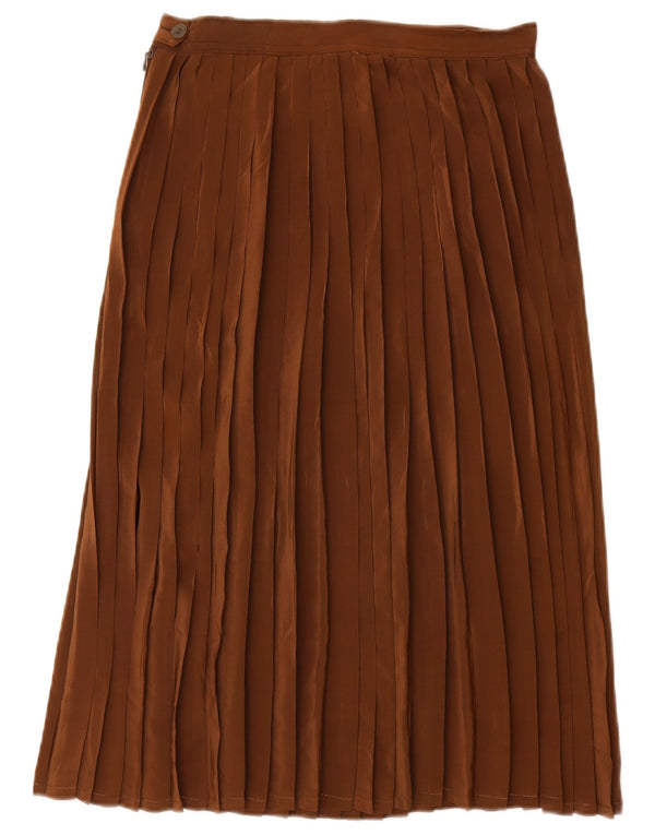 VINTAGE Womens High Waist Pleated Skirt W26 Small Brown
