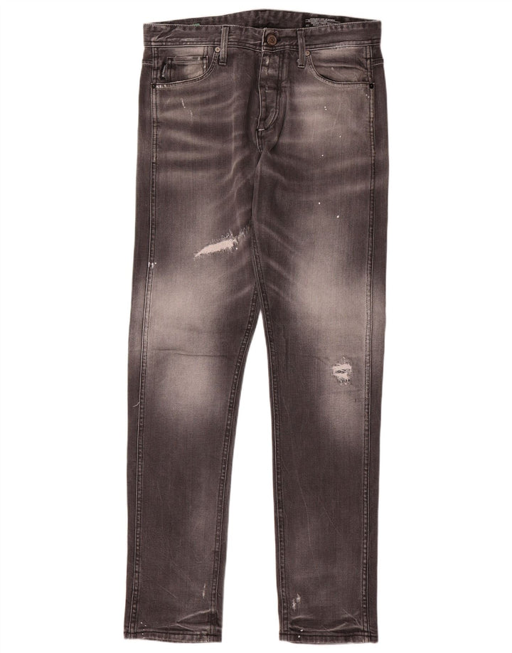 Jack & Jones Ανδρικό στενό τζιν με ταλαιπωρία W32 L33 Γκρι