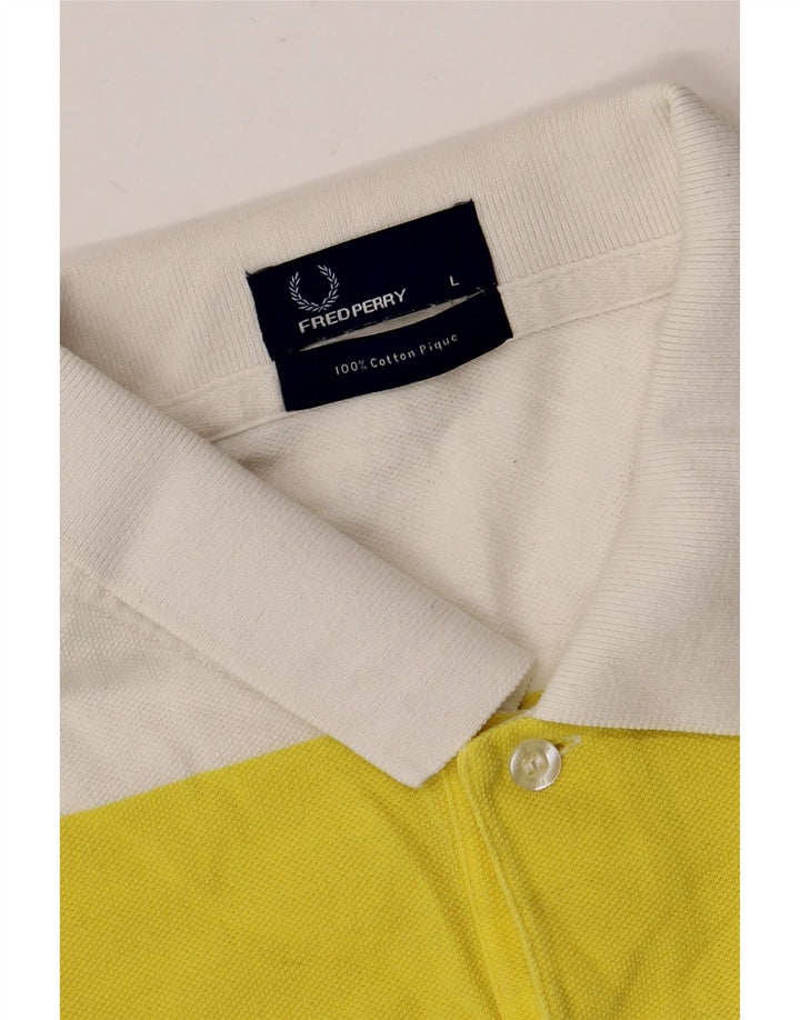 Fred Perry Ανδρικό πουκάμισο Polo μεγάλο κίτρινο βαμβακερό ριγέ