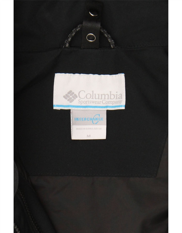 COLUMBIA Womens Interchange Hooded Raincoat UK 14 Medium Black Polyester Vintage Columbia and Second-Hand Columbia from Messina Hembry 