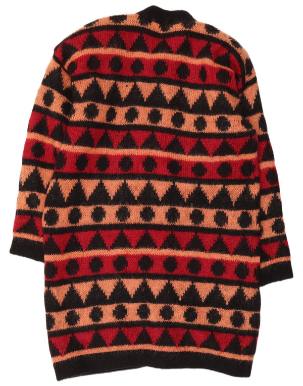 Vintage Γυναικείο Longline Cardigan πουλόβερ UK 16 Large Black Geometric