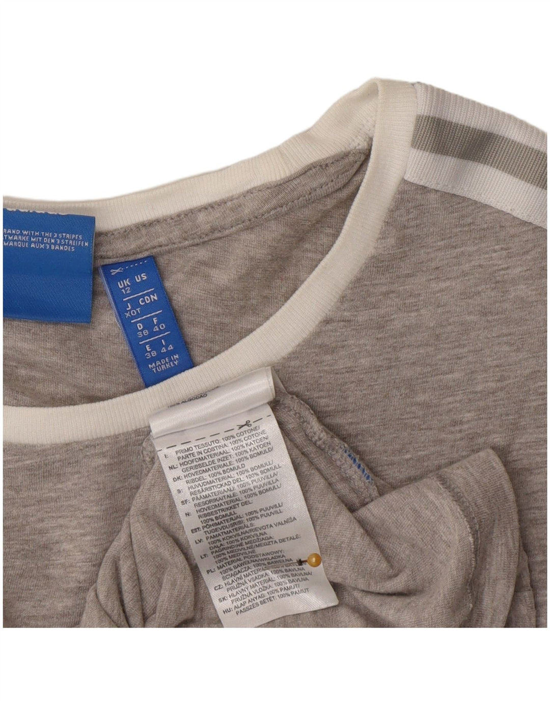 Γυναικείο T-Shirt Adidas Top UK 12 μεσαίο γκρι βαμβακερό