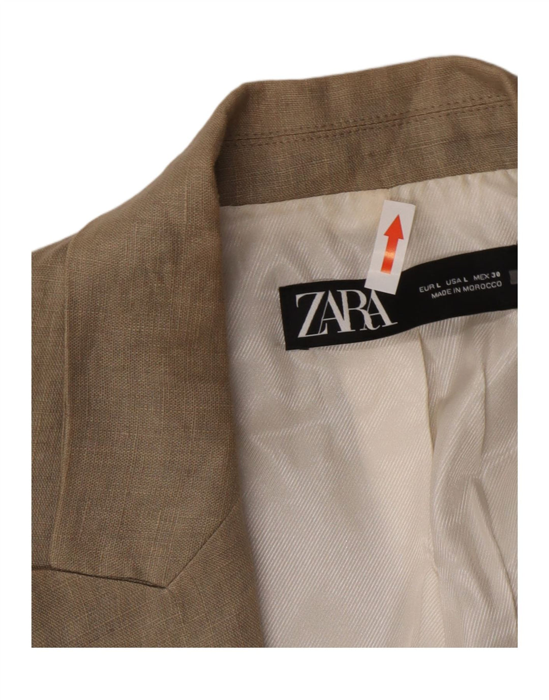 Zara Γυναικείο Open Blazer Jacket UK 16 Large Beige Λινό