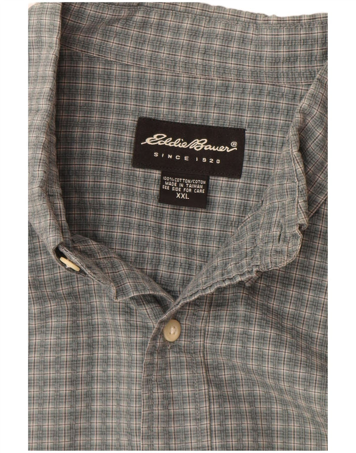 Ανδρικό κοντομάνικο πουκάμισο Eddie Bauer 2XL Γκρι βαμβακερό Gingham