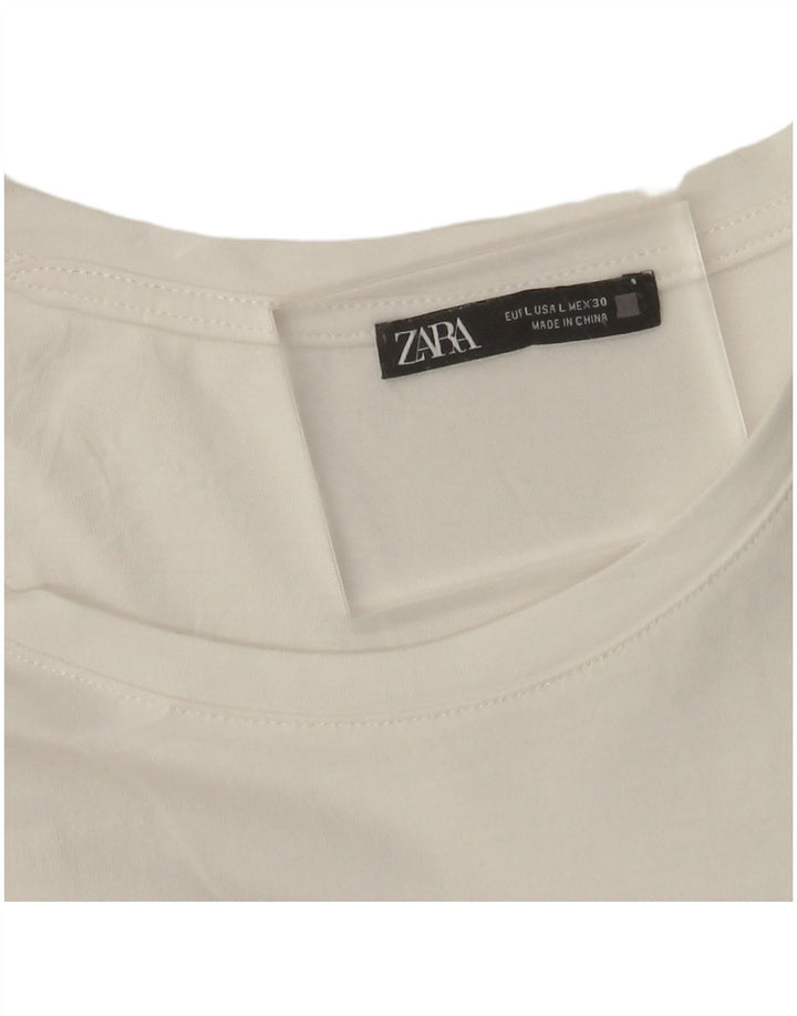 Zara Γυναικείο T-Shirt Top UK 14 Large White Floral