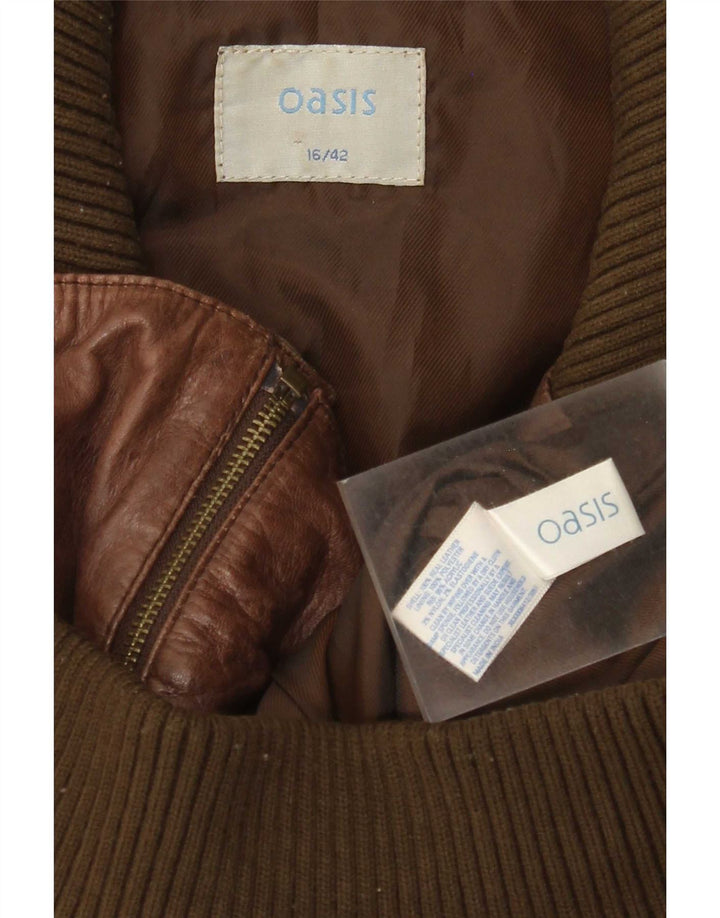 Γυναικείο δερμάτινο μπουφάν Oasis Crop UK 16 Large Brown Colourblock
