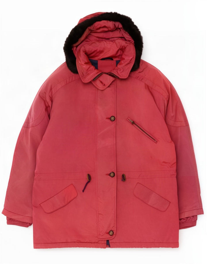 Vintage γυναικείο μπουφάν Parka με κουκούλα IT 48 XL Pink Polyamide