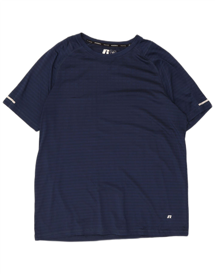 Russell Athletic Ανδρικό T-Shirt Top Large Navy Blue ριγέ πολυεστέρας