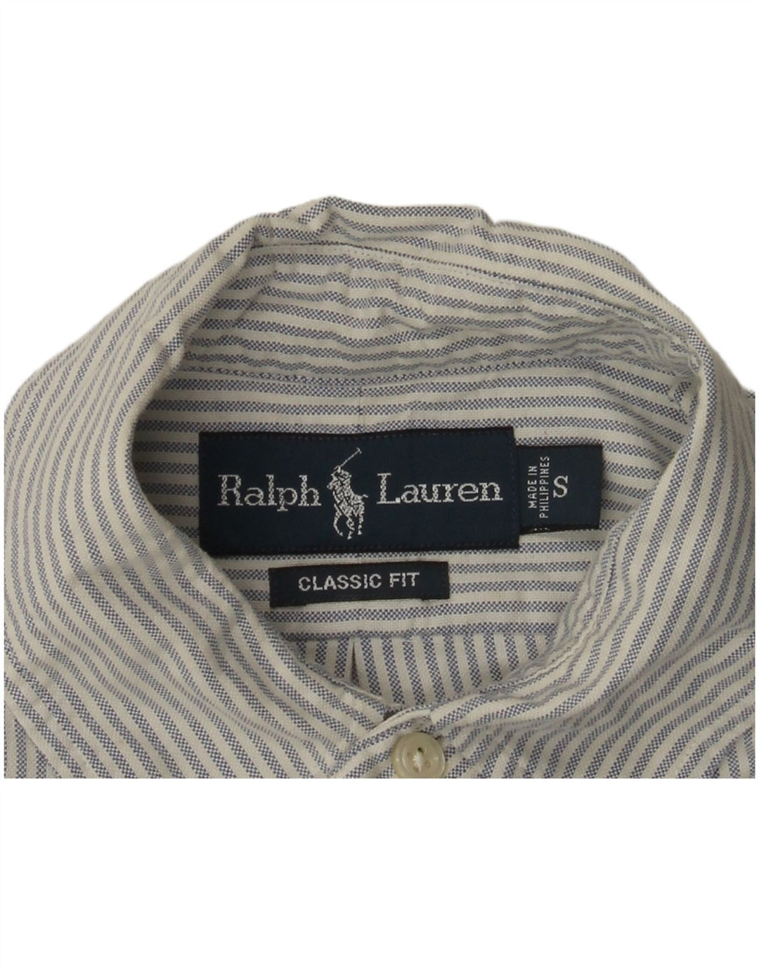 RALPH LAUREN Ανδρικό κοντομάνικο πουκάμισο Classic Fit Μικρό λευκό ριγέ