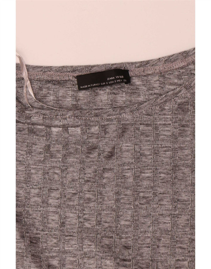 Zara Γυναικείο μακρυμάνικο τοπ UK 10 Small Grey Check