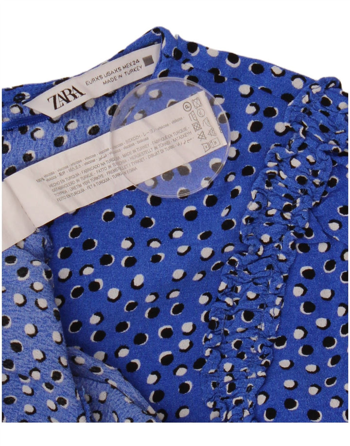 Γυναικείο μάξι φόρεμα ZARA 3/4 με μανίκια UK 6 XS μπλε βισκόζη