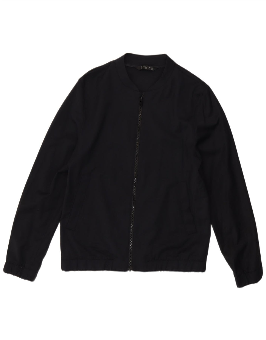 Zara Ανδρικό Bomber Jacket UK 38 Medium Navy Blue Wool
