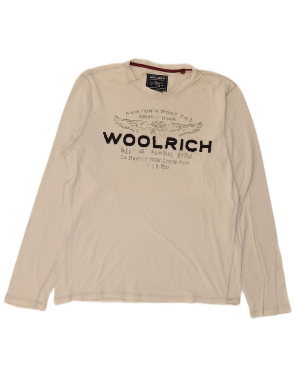 Ανδρικό γραφικό τοπ WOOLRICH Μακρυμάνικο μεγάλο σε λευκό βαμβακερό