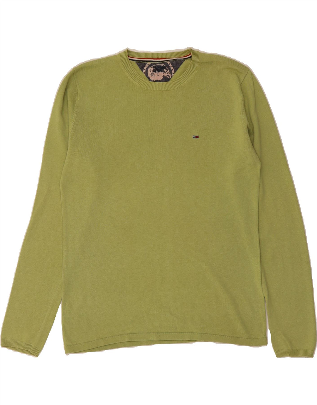 TOMMY HILFIGER Mens Crew Neck Jumper Sweater Medium Green Cotton Vintage Tommy Hilfiger and Second-Hand Tommy Hilfiger from Messina Hembry 