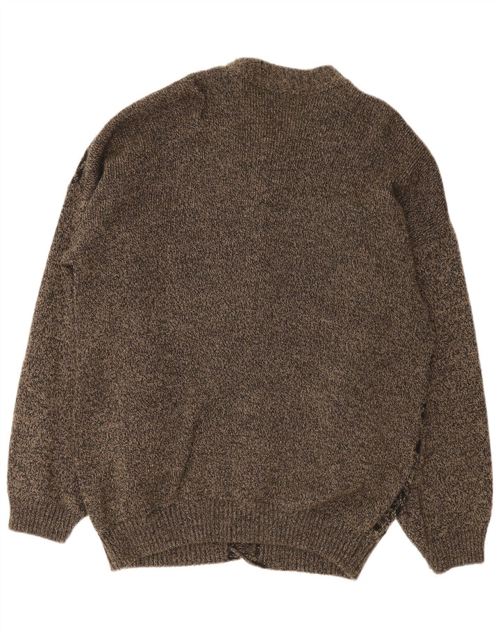 Vintage ανδρικό πουλόβερ ζακέτα Large Grey Fair Isle