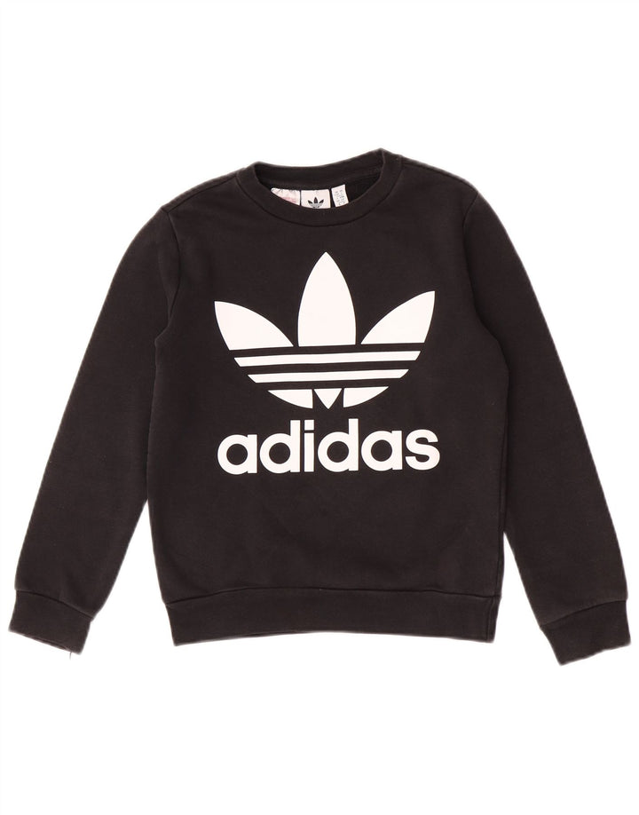 Γραφικό Φούτερ Adidas Boys Jumper 9-10 ετών Μαύρο βαμβακερό