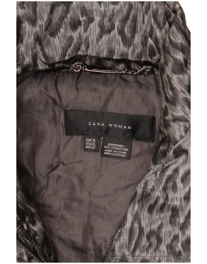 Zara Γυναικείο μπουφάν με επένδυση UK 18 XL Γκρι Animal Print Polyester