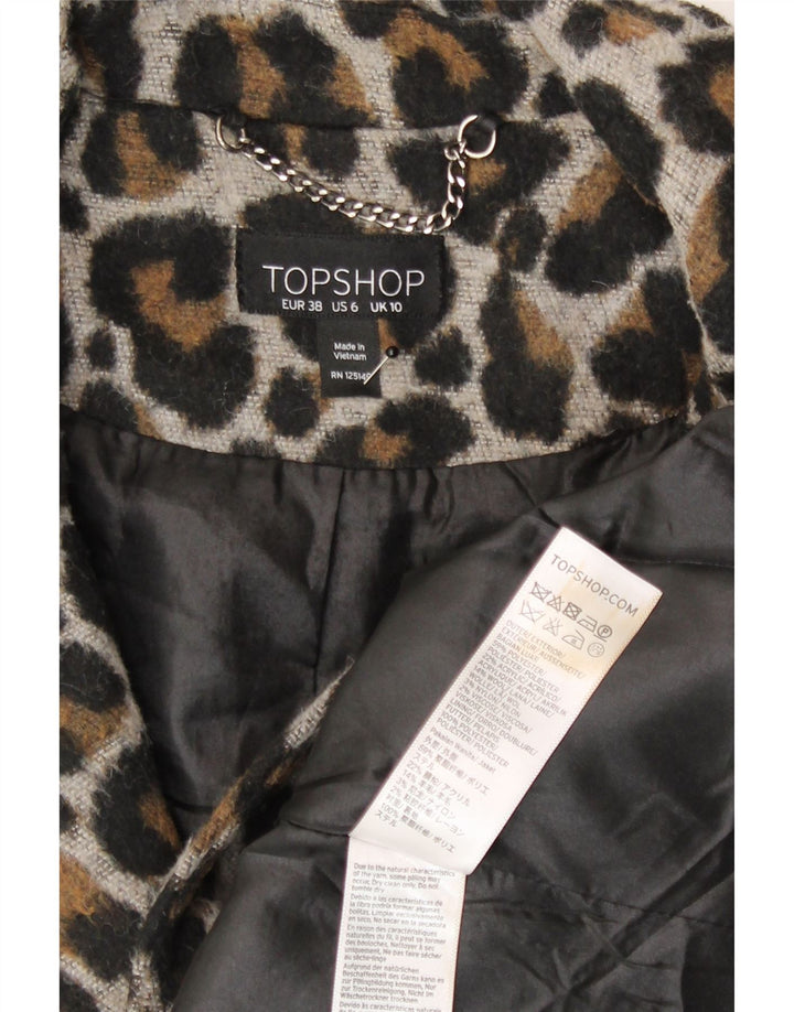 Topshop Γυναικείο Πανωφόρι UK 10 Small Brown Animal Print Polyester