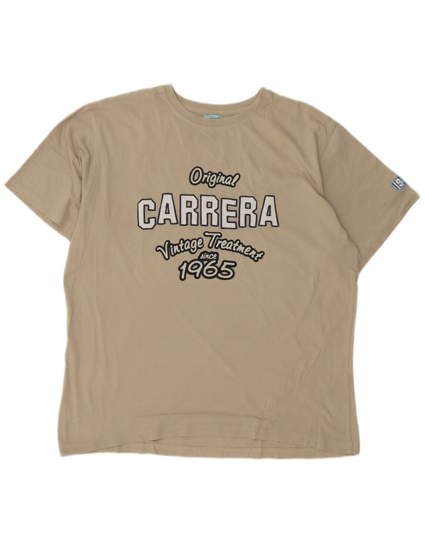 Carrera Ανδρικό γραφικό T-Shirt Top 2XL Μπεζ βαμβακερό