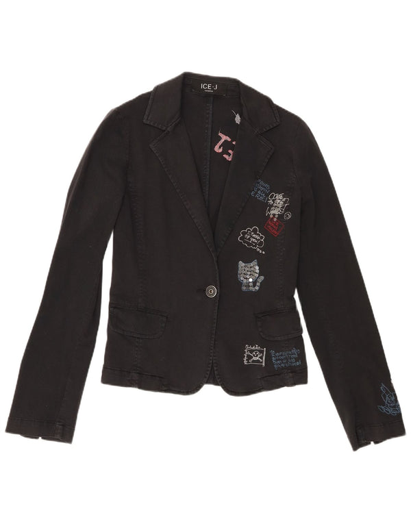 ICEBERG Γυναικείο σετ γραφικών 1 κουμπιού 2 τεμαχίων UK 6 XS W25 L19 Μαύρο βαμβακερό