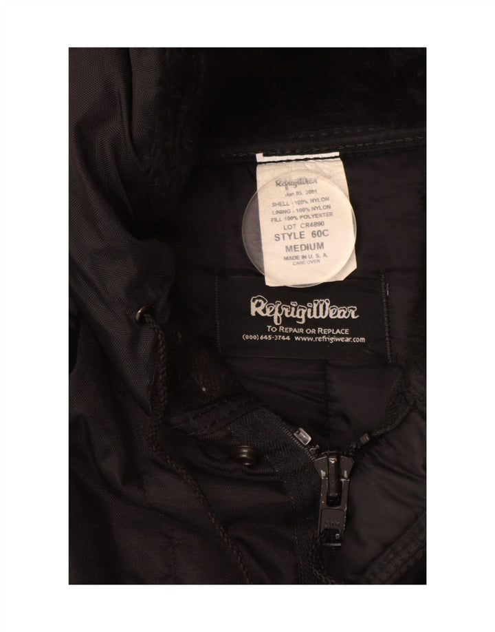 REFRIGIWEAR Γυναικείο παλτό με κουκούλα με επένδυση UK 14 μεσαίο μαύρο νάιλον