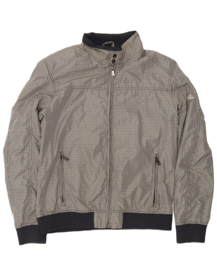Yes Zee Mens Bomber Jacket UK 42 XL Grey Check Polyester