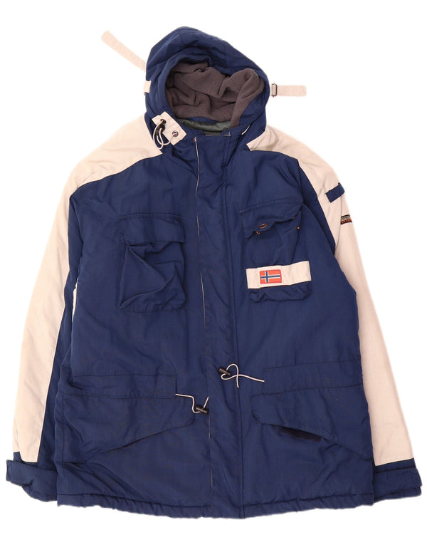 Ανδρικό μπουφάν Napapijri Geographic με κουκούλα σκι UK 42 XL Navy Blue Colorblock