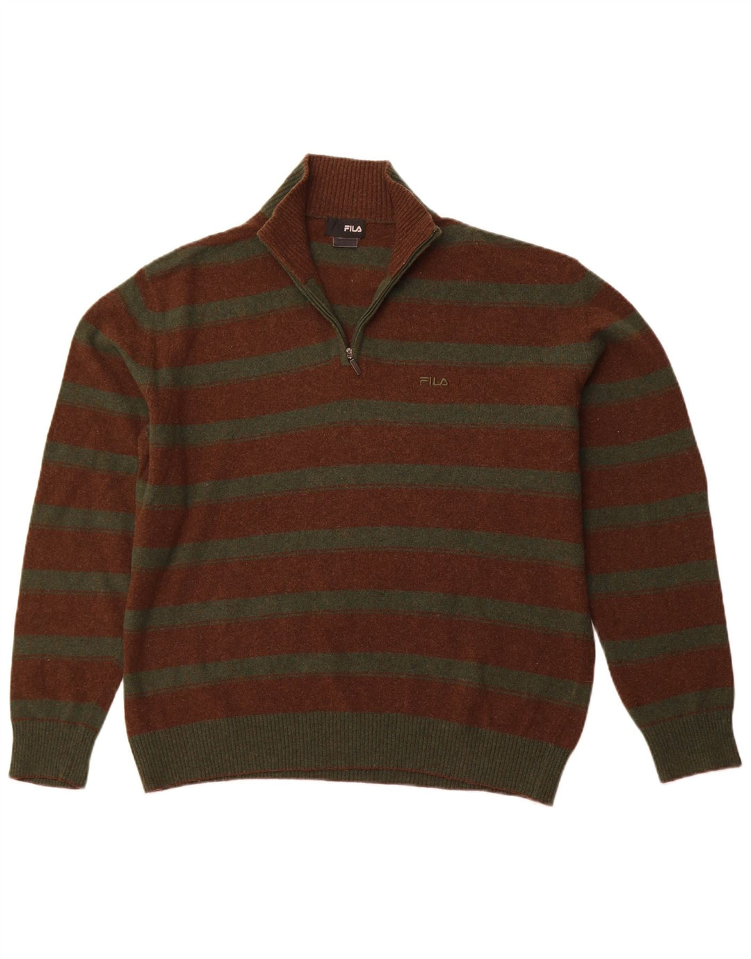 Ανδρικό πουλόβερ FILA με φερμουάρ XL Καφέ ριγέ
