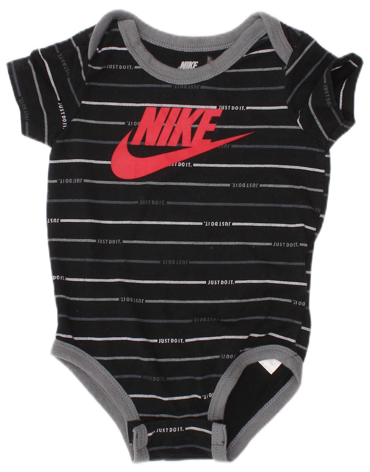 Γραφικό κορμάκι NIKE Baby Boys 6-9 μηνών Μαύρο ριγέ βαμβακερό