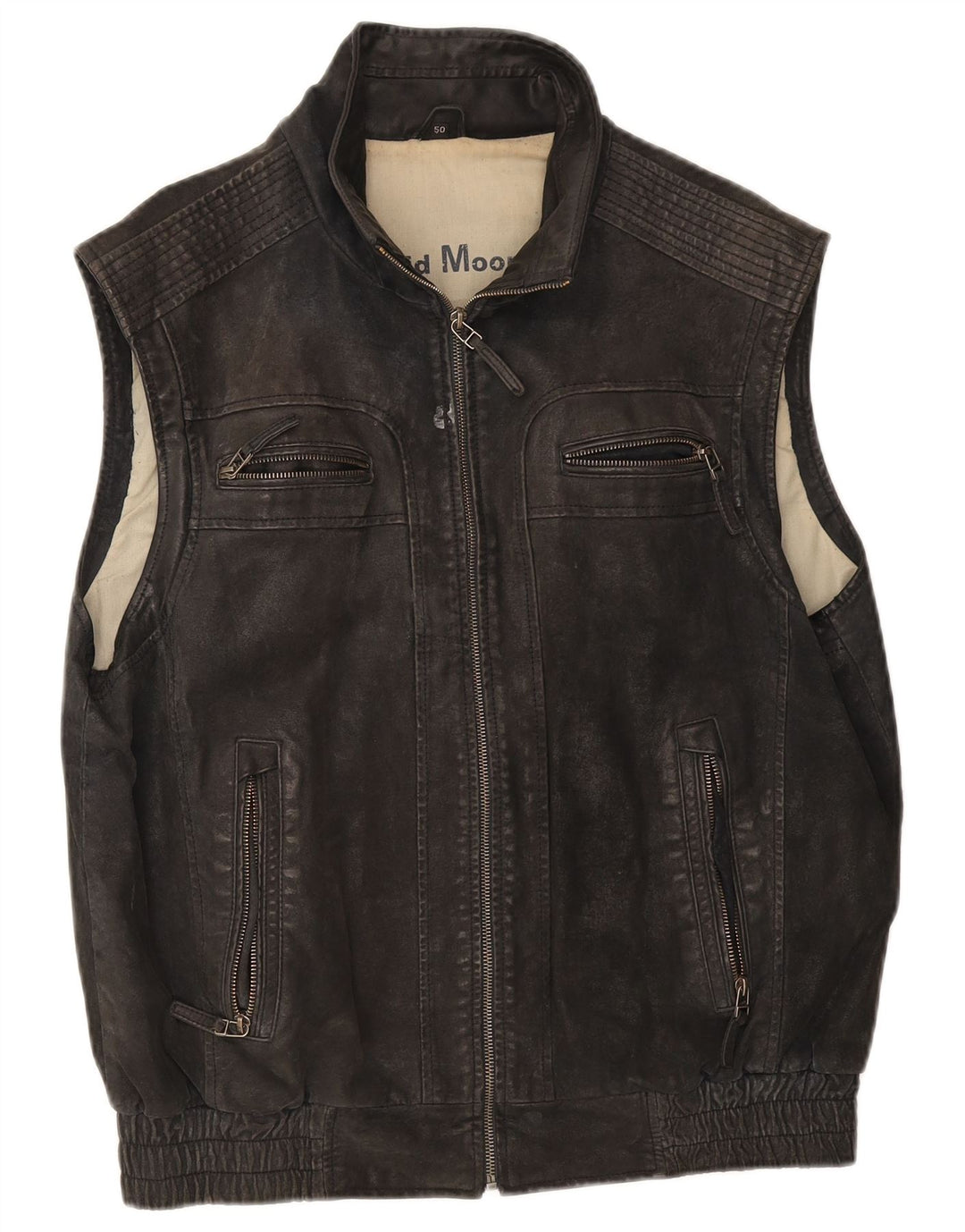 David Moore Ανδρικό Δερμάτινο Gilet IT 50 Large Μαύρο