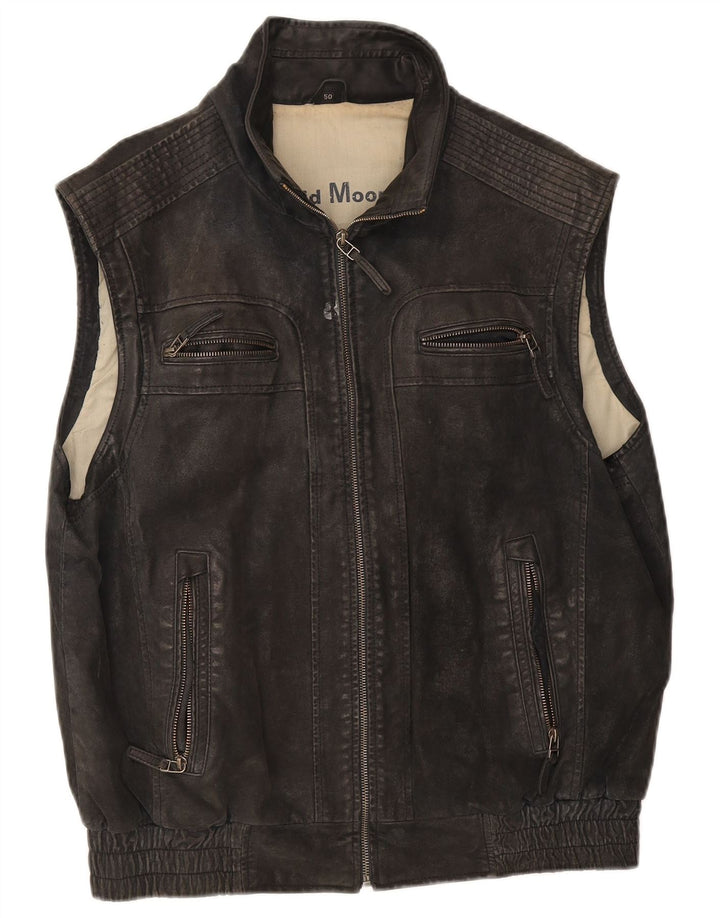 David Moore Ανδρικό Δερμάτινο Gilet IT 50 Large Μαύρο