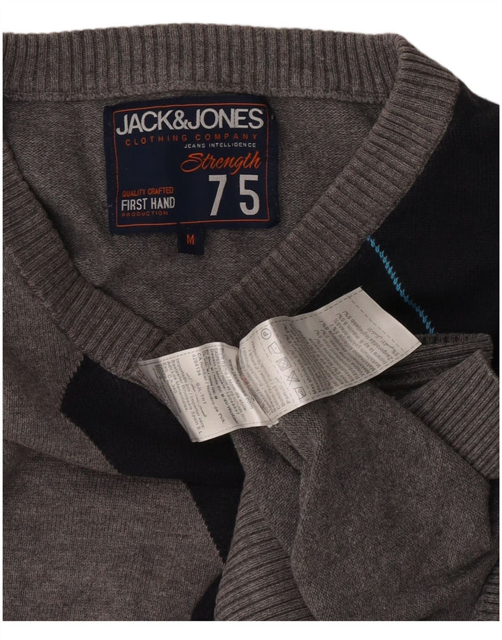 Jack & Jones Ανδρικό πουλόβερ με λαιμόκοψη σε μεσαίο γκρι βαμβακερό χρώμα