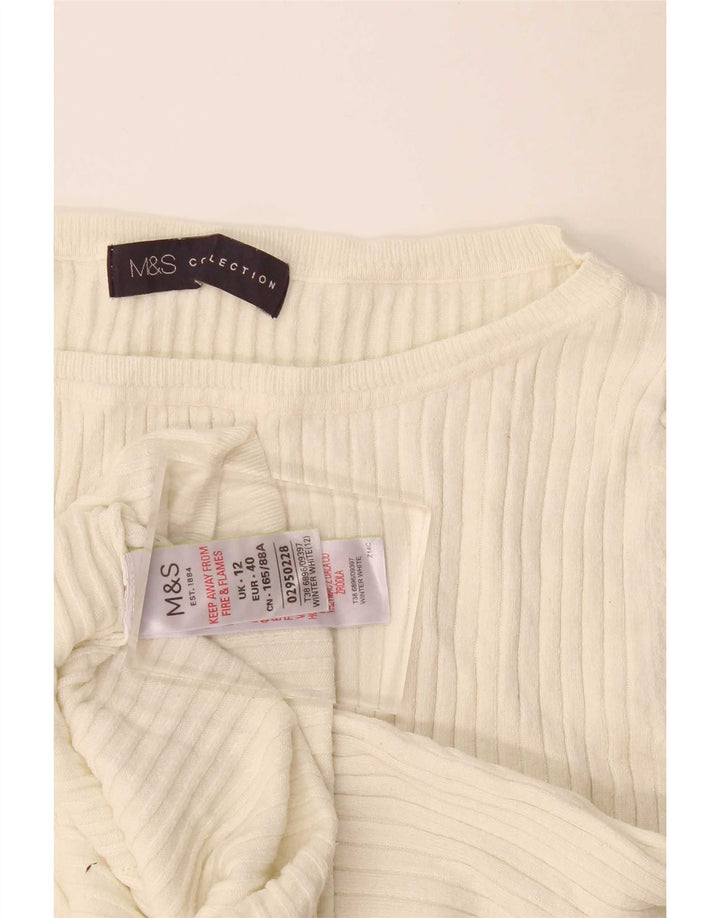 Marks & Spencer γυναικείο τοπ 3/4 μανίκια UK 12 μεσαία σε ανοιχτό λευκό βισκόζη