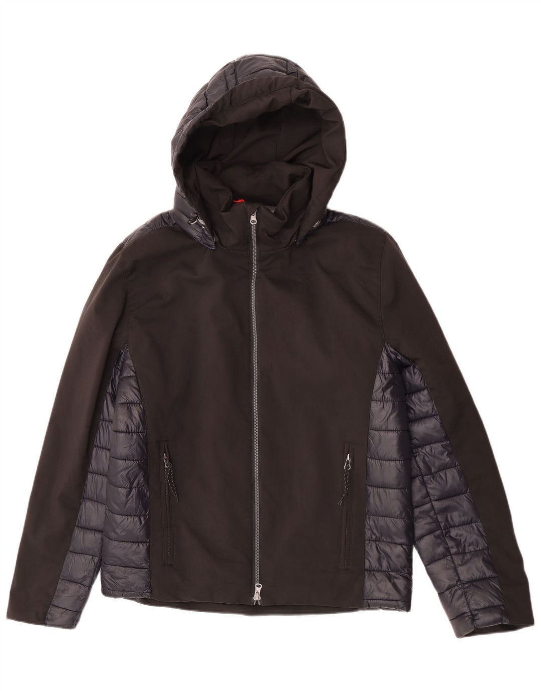 Brugi Ανδρικό μπουφάν με κουκούλα UK 40 Large Black Colorblock Πολυεστέρας